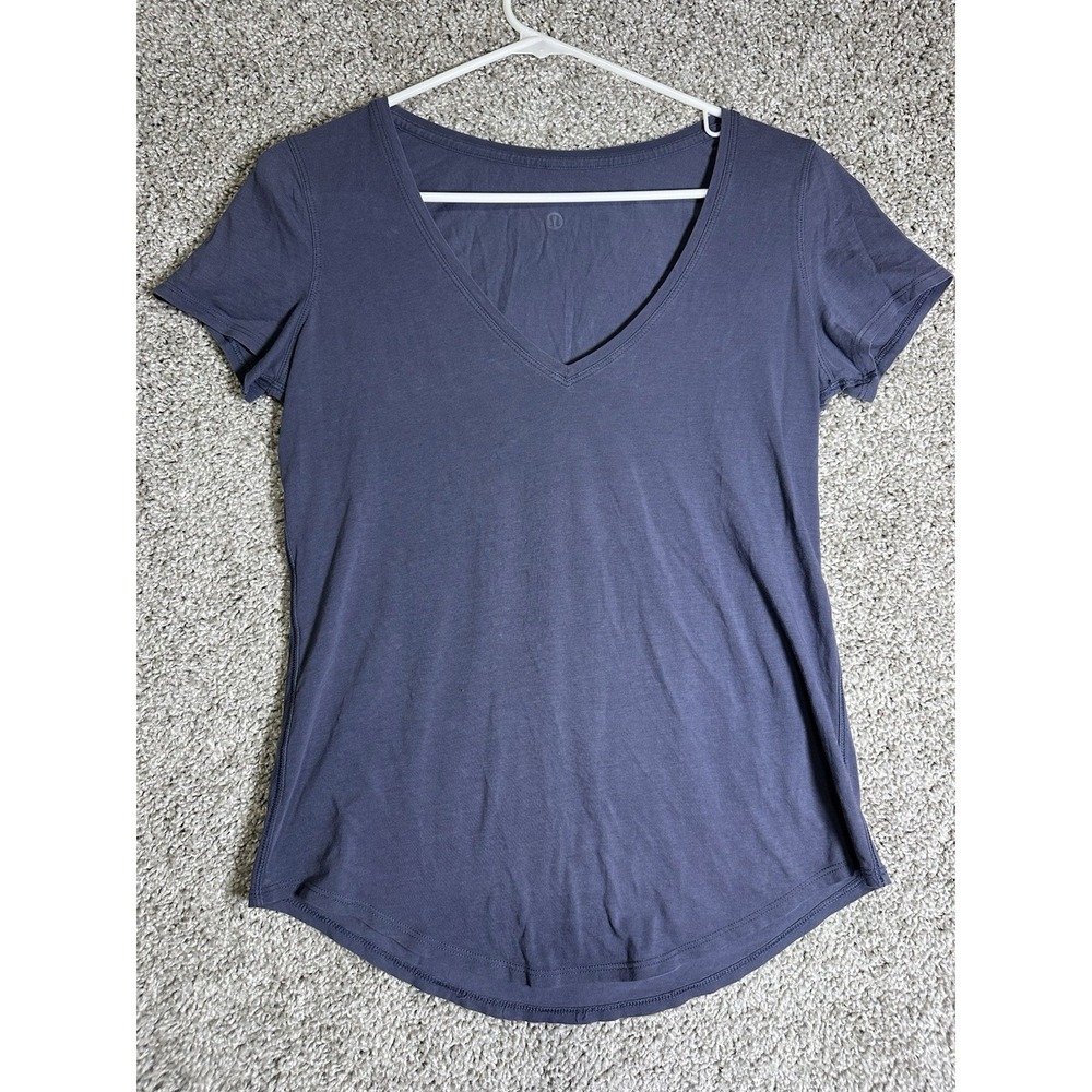 Lululemon Love Tee V Neck Short Sleeve Blue Womens Size Small